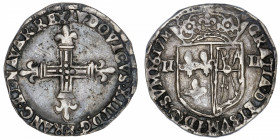 FRANCE / CAPÉTIENS
Louis XIII (1610-1643). Quart d’écu de Navarre 1617, M, Saint-Palais.
G.29 ; Argent - 8,97 g - 29 mm - 11 h 
TB à TTB.