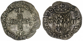 FRANCE / CAPÉTIENS
Louis XIII (1610-1643). Huitième d’écu de Navarre, faux d’époque 1618, M, Saint-Palais.
G.25 ; Argent - 4,06 g - 24 mm - 9 h 
In...