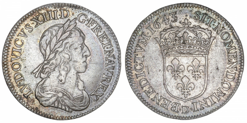 FRANCE / CAPÉTIENS
Louis XIII (1610-1643). Quart d’écu au buste drapé et cuiras...