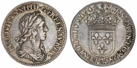 FRANCE / CAPÉTIENS
Louis XIII (1610-1643). Douzième d’écu au buste drapé et cuirassé 1642, A, Paris (rose).
G.46 ; Argent - 2,23 g - 20 mm - 6 h 
T...