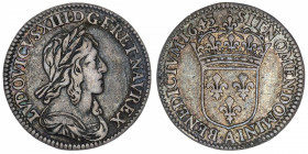 FRANCE / CAPÉTIENS
Louis XIII (1610-1643). Douzième d’écu au buste drapé et cuirassé 1643, A, Paris (point).
G.46 ; Argent - 2,24 g - 20 mm - 6 h 
...