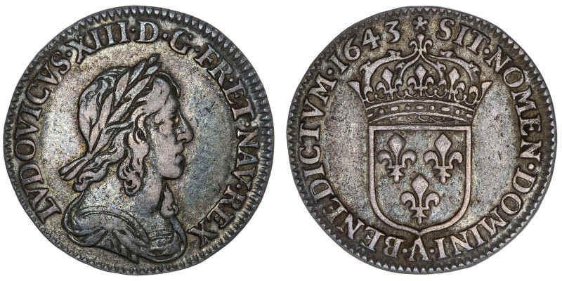 FRANCE / CAPÉTIENS
Louis XIII (1610-1643). Douzième d’écu au buste drapé et cui...