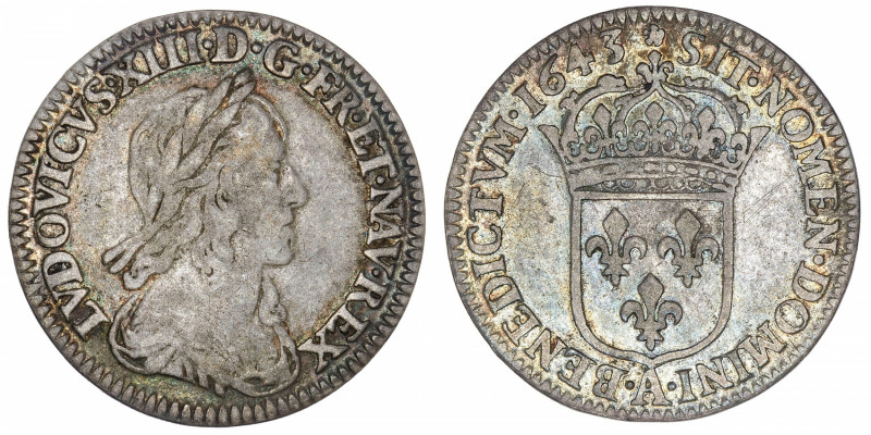 FRANCE / CAPÉTIENS
Louis XIII (1610-1643). Douzième d’écu au buste drapé et cui...