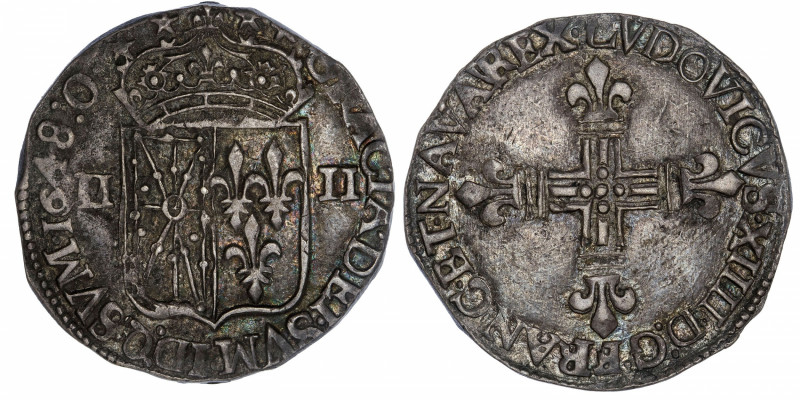 FRANCE / CAPÉTIENS
Louis XIV (1643-1715). Quart d’écu de Navarre 1648, O, Saint...