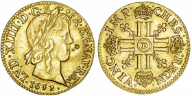 FRANCE / CAPÉTIENS
Louis XIV (1643-1715). Louis d’or à la mèche longue 1652, D, Lyon.
Dy.1422 - G.245 - Fr.418 ; Or - 6,67 g - 25 mm - 6 h 
Marques...
