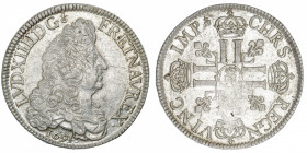 FRANCE / CAPÉTIENS
Louis XIV (1643-1715). Écu aux huit L, 1er type 1691, M couronnée, Metz.
Dy.1514 - G.216 ; Argent - 27,30 g - 40 mm - 6 h 
Quelq...