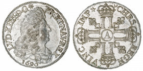 FRANCE / CAPÉTIENS
Louis XIV (1643-1715). Demi-écu aux huit L 1690, A, Paris.
Dy.1515A - G.184 ; Argent - 13,18 g - 33 mm - 6 h 
Parfait réformatio...