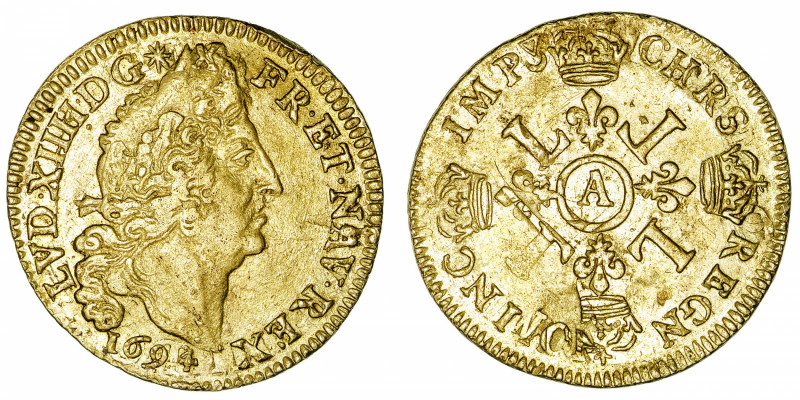 FRANCE / CAPÉTIENS
Louis XIV (1643-1715). Louis d’or aux quatre L 1694, A, Pari...