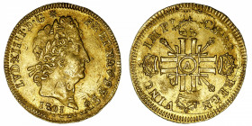 FRANCE / CAPÉTIENS
Louis XIV (1643-1715). Louis d’or aux huit L et aux insignes 1701, A, Paris.
Dy.1443A - G.253 - Fr.436 ; Or - 6,68 g - 26 mm - 6 ...
