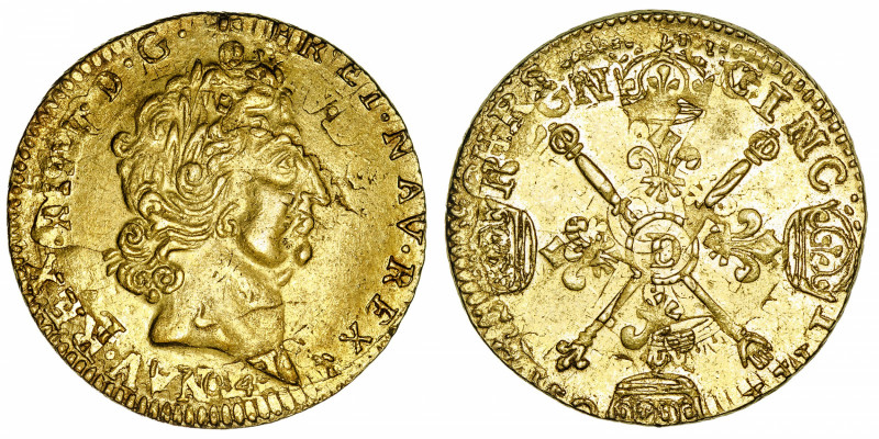 FRANCE / CAPÉTIENS
Louis XIV (1643-1715). Louis d’or aux insignes, réformation ...