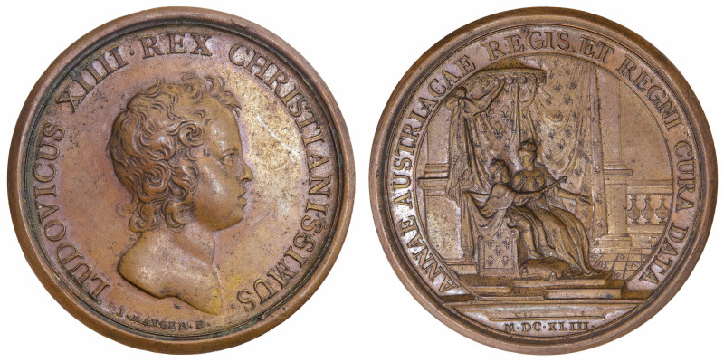 FRANCE / CAPÉTIENS
Louis XIV (1643-1715). Médaille pour Anne d’Autriche, Régent...