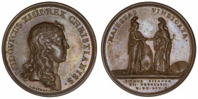 FRANCE / CAPÉTIENS
Louis XIV (1643-1715). Médaille pour Pise, le 12 Février 1654 par Mauger 1654, Paris.
Divo.- ; Bronze - 35,81 g - 41 mm - 12 h 
...
