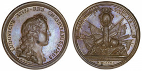 FRANCE / CAPÉTIENS
Louis XIV (1643-1715). Médaille pour la prise de Montmédy par Mauger 1657, Paris.
Divo.46 ; Bronze - 30,20 g - 41 mm - 12 h 
Sup...