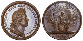FRANCE / CAPÉTIENS
Louis XIV (1643-1715). Médaille pour le Roi prend le gouvernement de l’Etat par Mauger 1661, Paris.
Divo.59 ; Bronze - 33,66 g - ...