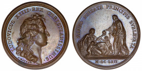 FRANCE / CAPÉTIENS
Louis XIV (1643-1715). Médaille pour la libéralité du roi pendant la famine par Mauger 1662, Paris.
Divo.69 ; Bronze - 34,25 g - ...