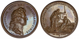 FRANCE / CAPÉTIENS
Louis XIV (1643-1715). Médaille pour les grands jours par Mauger 1665, Paris.
Divo.84 ; Bronze - 31,78 g - 41 mm - 12 h 
Superbe...