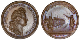 FRANCE / CAPÉTIENS
Louis XIV (1643-1715). Médaille pour les revues militaires par Mauger 1665, Paris.
Divo.85 ; Bronze - 29,29 g - 41 mm - 12 h 
Su...