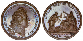 FRANCE / CAPÉTIENS
Louis XIV (1643-1715). Médaille pour la nouvelle Ordonnance par Mauger 1667, Paris.
Divo.94 ; Bronze - 34,82 g - 41 mm - 12 h 
S...