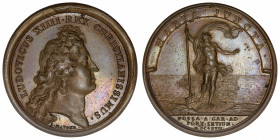 FRANCE / CAPÉTIENS
Louis XIV (1643-1715). Médaille pour le Canal des deux mers par Mauger 1667, Paris.
Divo.101 ; Bronze - 29,2 g - 41 mm - 12 h 
S...