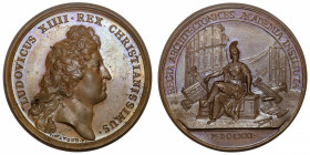 FRANCE / CAPÉTIENS
Louis XIV (1643-1715). Médaille pour l’académie royale d’architecture par Mauger 1671, Paris.
Divo.- ; Bronze - 33,92 g - 41 mm -...