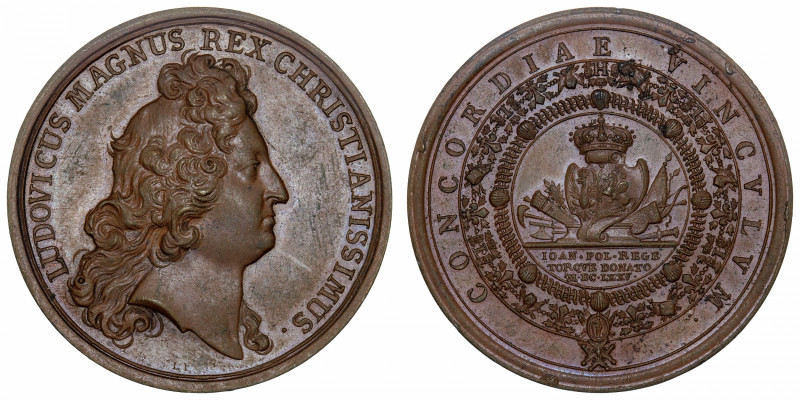 FRANCE / CAPÉTIENS
Louis XIV (1643-1715). Médaille pour le roi de Pologne, chev...