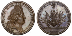 FRANCE / CAPÉTIENS
Louis XIV (1643-1715). Médaille pour la bataille navale d’Augusta en Sicile par Mauger 1676, Paris.
Divo.152 ; Bronze - 28,4 g - ...