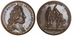 FRANCE / CAPÉTIENS
Louis XIV (1643-1715). Médaille pour la bataille de Cassel par Mauger 1677, Paris.
Divo.161 ; Bronze - 32,09 g - 41 mm - 12 h 
S...