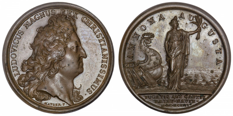 FRANCE / CAPÉTIENS
Louis XIV (1643-1715). Médaille pour la France pourvue de bl...