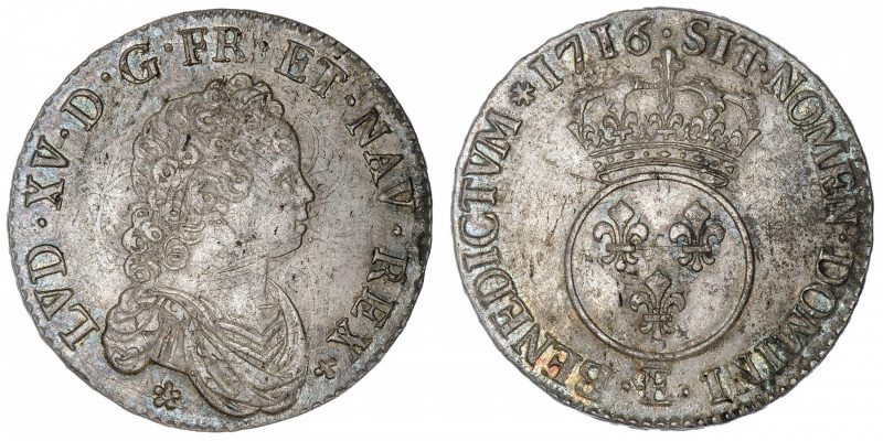 FRANCE / CAPÉTIENS
Louis XV (1715-1774). Demi-écu Vertugadin 1716, E, Tours.
G...