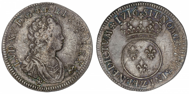 FRANCE / CAPÉTIENS
Louis XV (1715-1774). Quart d’écu Vertugadin 1716, Z, Grenob...