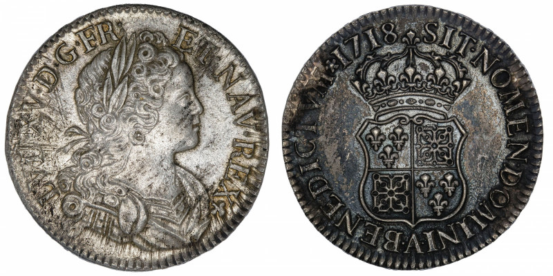 FRANCE / CAPÉTIENS
Louis XV (1715-1774). Écu de France-Navarre 1718, A, Paris....