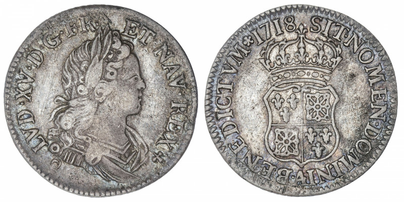 FRANCE / CAPÉTIENS
Louis XV (1715-1774). Quart d’écu de France-Navarre 1718, A,...