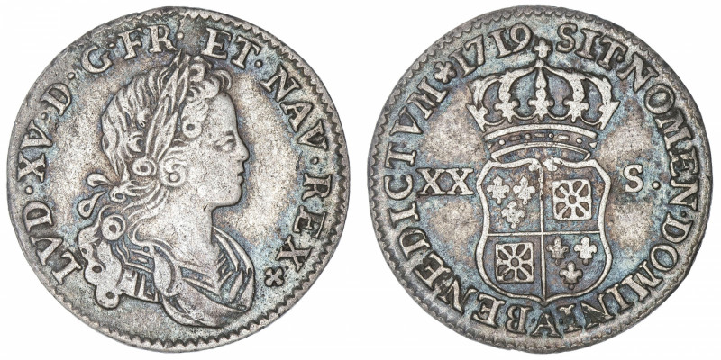 FRANCE / CAPÉTIENS
Louis XV (1715-1774). Pièce de 20 sols de Navarre 1719, A, P...