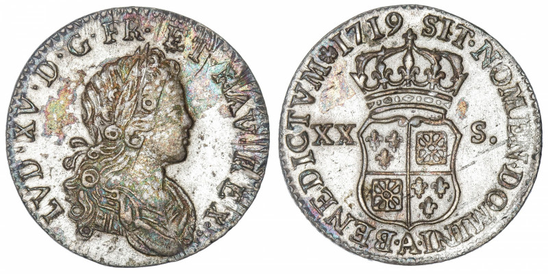 FRANCE / CAPÉTIENS
Louis XV (1715-1774). Pièce de 20 sols de Navarre 1719, A, P...