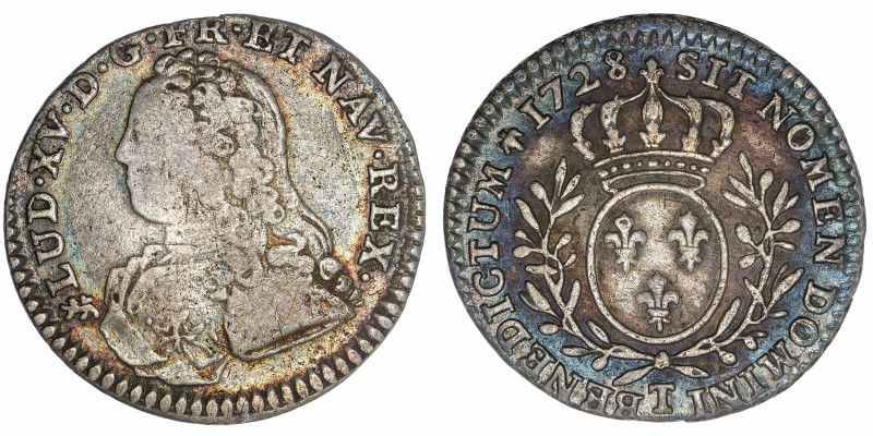 FRANCE / CAPÉTIENS
Louis XV (1715-1774). Dixième d’écu aux rameaux d’olivier 17...