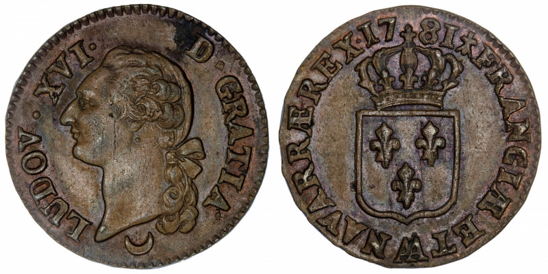 FRANCE / CAPÉTIENS
Louis XVI (1774-1792). Sol 1781, AA, Metz.
G.350 ; Cuivre -...