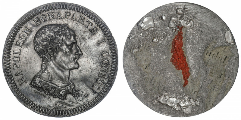 FRANCE
Consulat (1799-1804). Épreuve uniface d’avers de 5 Francs Napoléon Bonap...