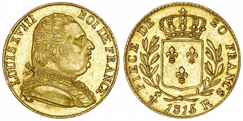 FRANCE
Louis XVIII (1814-1824). 20 francs buste habillé 1815, R, Londres.
G.10...