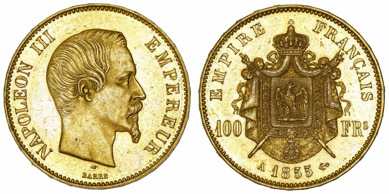 FRANCE
Second Empire / Napoléon III (1852-1870). 100 francs tête nue 1855, A, P...