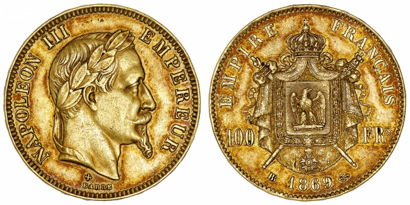 FRANCE
Second Empire / Napoléon III (1852-1870). 100 francs tête laurée 1869, B...