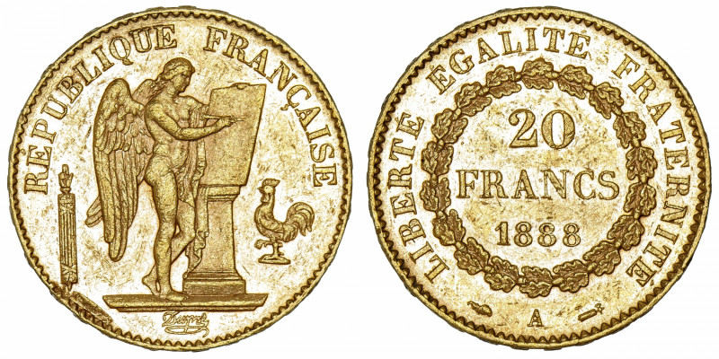 FRANCE
IIIe République (1870-1940). 20 francs Génie 1888, A, Paris.
G.1063 - F...