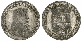 FRANCE / FÉODALES
Lorraine (duché de), Charles IV (1625-1675). Demi-teston 1663, Nancy.
Flon.46 ; Argent - 4,18 g - 23 mm - 6 h 
Ancien nettoyage. ...
