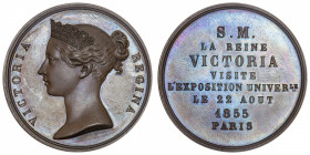GRANDE-BRETAGNE
Victoria (1837-1901). Médaille de la visite de la Reine à l’exposition universelle de Paris 1855.
Cuivre - 23,71 g - 36 mm - 12 h 
...