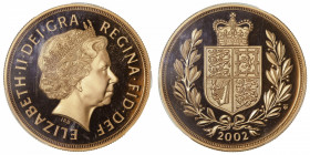 GRANDE-BRETAGNE
Élisabeth II (depuis 1952). 5 livres (5 pounds) 2002.
Fr.461 ; Or - 39,9 g - 36 mm - 12 h 
PCGS PR69DCAM (35334144). Fleur de coin....