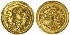 ITALIE
Lombards, monnayage pseudo-impérial (568-690). Trémissis, au nom de Justin II ND (après 568), Ticinum ?
MEC.I.298 v. ; Or - 1,31 g - 16 mm - ...