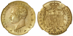 ITALIE
Milan, royaume d’Italie, Napoléon Ier (1805-1814). 40 lire, 2e type, tranche en creux 1811/1801, M, Milan.
M.203 - Pag.17 - G.IT.32 - Fr.5 ; ...