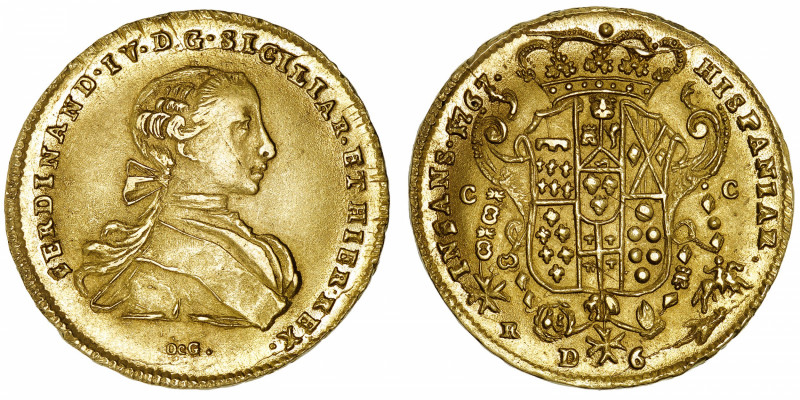 ITALIE
Naples et Sicile, Ferdinand IV (1759-1816). 6 ducats 1767, Naples.
Fr.8...