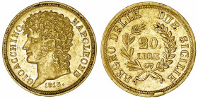 ITALIE
Naples, Joachim Murat (1808-1815). 20 lire 1813, Naples.
MIR.440/2 - Fr.860 ; Or - 6,44 g - 21 mm - 12 h 
Belle chevelure. TTB à Superbe.