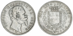 ITALIE
Victor-Emmanuel II (1861-1878). 1 lire 1860, Florence.
KM.9 ; Argent - 4,77 g - 23 mm - 6 h 
TB.