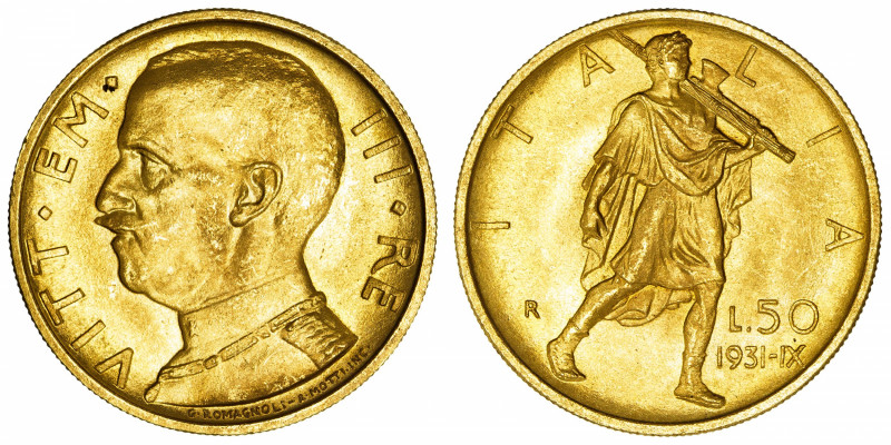 ITALIE
Victor-Emmanuel III (1900-1946). 50 lire 1931, R, Rome.
Fr.34 ; Or - 4,...